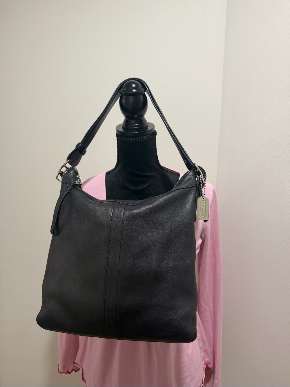 Vintage Coach 9188 Legacy Slim Duffle Gallery Hobo Black Leather Shoulder Bag